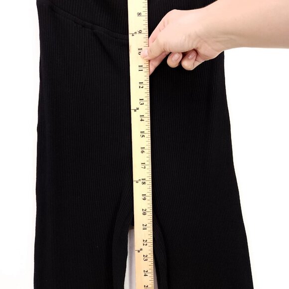 NBD Revolve Eden Jumpsuit Shoulder Tie Straps Ribbed Black Small Crop Straight - Picture 8 of 13